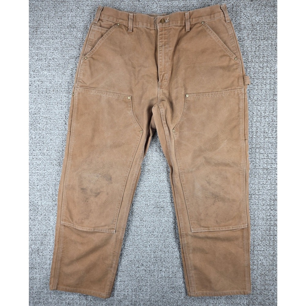 Carhartt B01 BRN Men Brown Double Knee Work Pants Canvas Relaxed Fit‎ Size 38x30